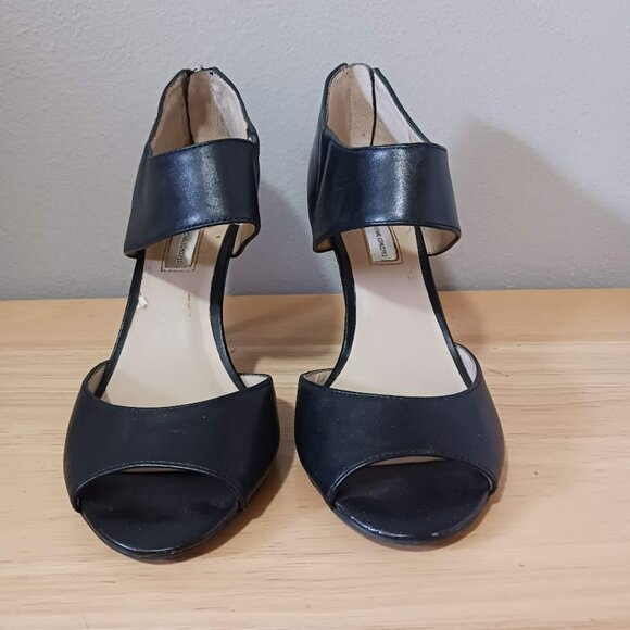 INC International Concepts Black Peep Toe Heels Zipper Back Size 6 - Picture 3 of 9